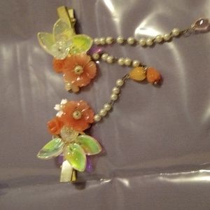 CHINESE FLOWER PINK HAIR PINS SET